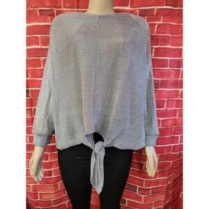 Zara Collection Ladies metallic Silver knit knot hem sweater top Size M NEW #C6